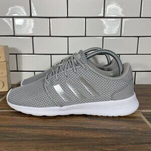 adidas QT Racer Womens Size 7 Running Shoes Gray Silver Cloudfoam Low Sneakers
